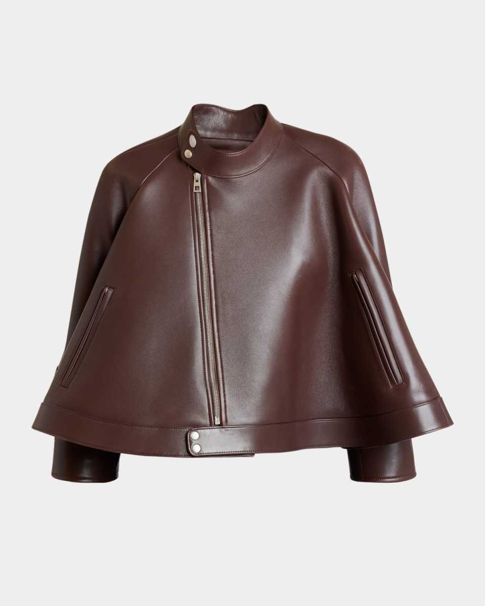 Leather Cape Trapeze Jacket